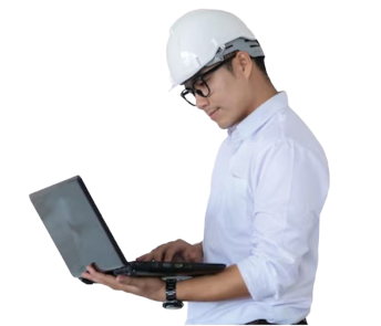 Trabajador de Manquiri con laptop